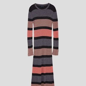 Zara Lurex Stripped Dress SMALL